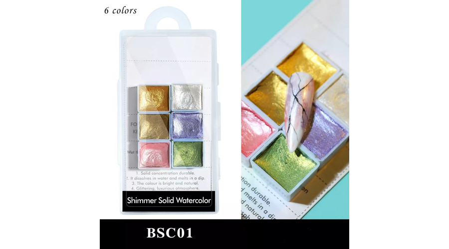 Image of Akvarell festék 6db gyöngyház aquarell #01