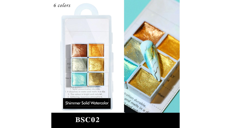 Image of Akvarell festék 6db gyöngyház aquarell #02