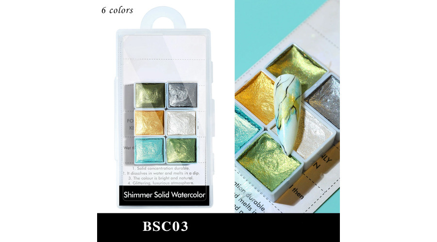 Image of Akvarell festék 6db gyöngyház aquarell #03