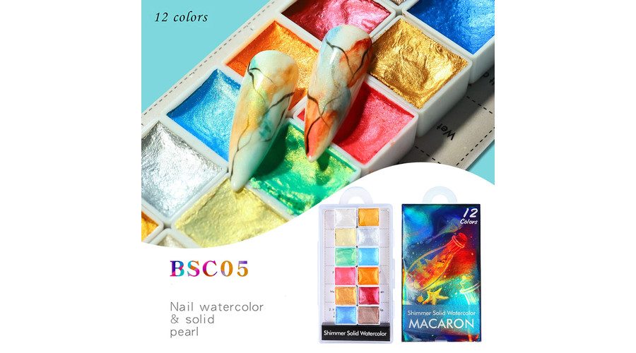 Image of Akvarell festék 12db gyöngyház aquarell #05