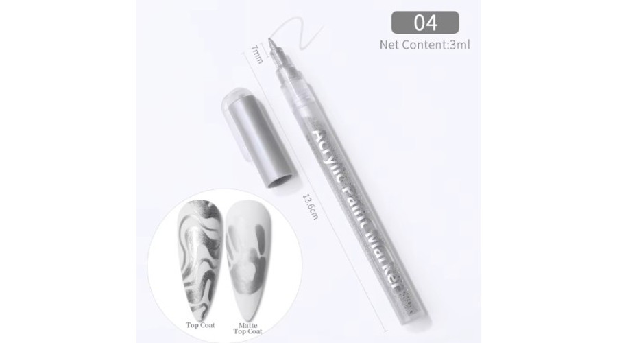 Image of Akril toll nail art pen - #4 ezüst