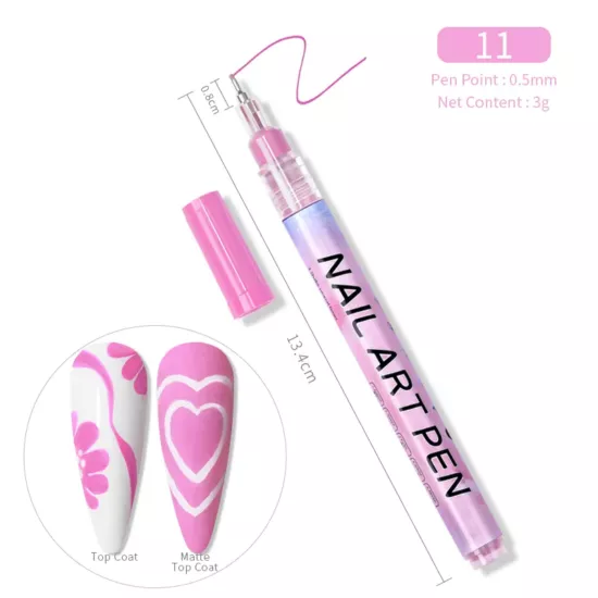 Akril toll nail art pen - #11 rózsaszín