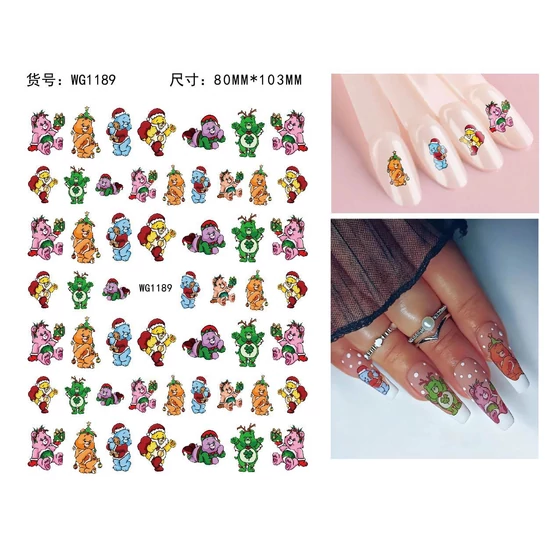 Körömmatrica - WG1189 Gumimaci karácsony