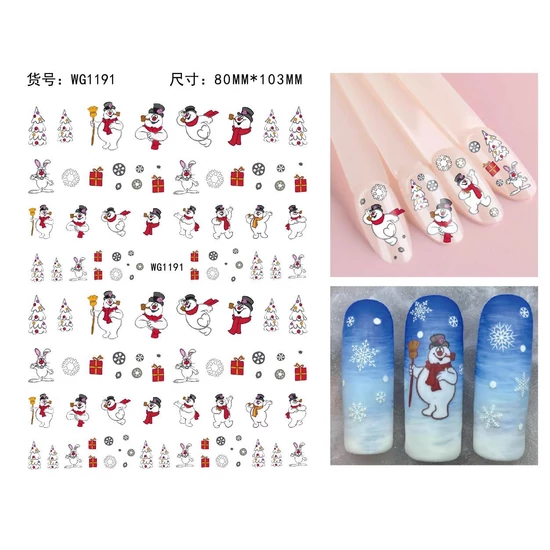 Körömmatrica - WG1191 Hóember karácsony